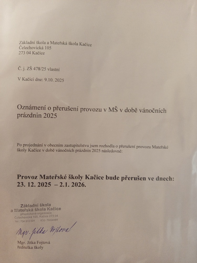 uzavření MŠ